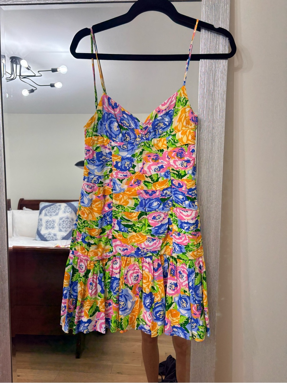 Zara Floral Mini Dress in Blue, Pink, Yellow & Green